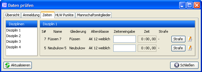 Daten prüfen: Zeiten